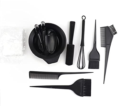 Kit de coloration capillaire 12 pièces avec bol à teindre, peigne, brosses, protège-oreilles – Outils de salon réutilisables pour une utilisation à domicile. Comprend gants, pince