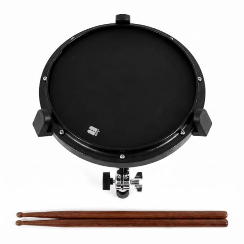 12 Drum Practice Pad, Snare Drum Pad with Real Hoop, Snare Simulator with 900 Steel Balls, High Rebound Silicone Pad for Rimshot Training & Realistic Feel (Black)