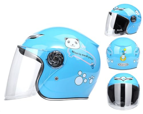 WRITWAA Casque Intégral pour Garçon et Filles Large Visière Claire, Motif Dessin Animé, Protection Complète en PP, pour Sports de Plein Air et Vélo