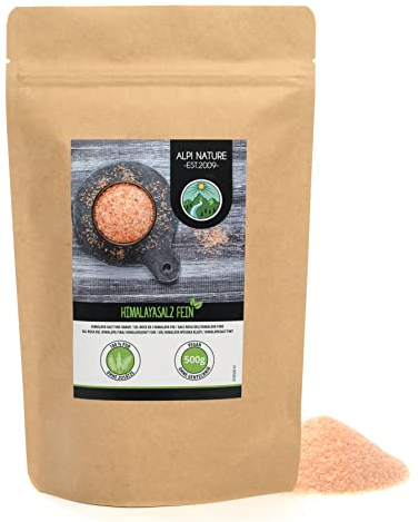 Alpi Nature Sel Himalaya Rose Fin 500g, Sel Rose de l'Himalaya 2-5 mm pour la Cuisine