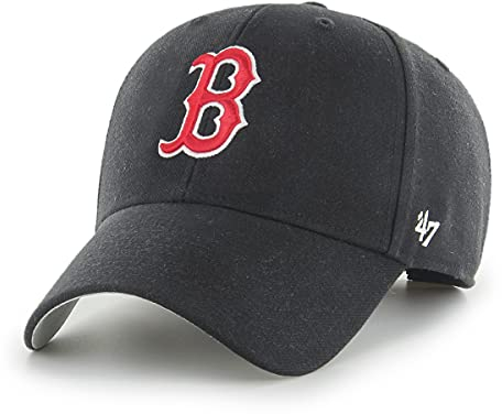 '47 MLB Boston Red Sox MVP Unisex-Baseballkappe, Verstellbar, Hochwertiges Design und Verarbeitung, Red Logo, Black