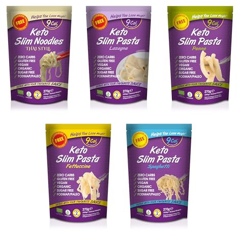 Eat Water Slim Mix Pack- Shirataki, Zero Carbohydrates & Sugar-Free, Made from Organic Konjac Flour, Low-Calorie Vegan, Keto & Paleo-Friendly - 270g (Pack of 5)