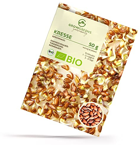 BIO Kresse Sprossen Samen 50g - Microgreens Saatgut ideal für die Anzucht von knackigen Keimsprossen im Keimglas
