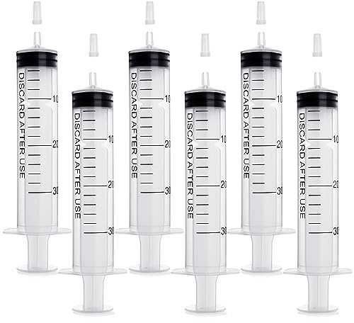 Siringa da 30 ml, 6 siringhe da 30 ml, in plastica, senza ago, siringa dosatrice riutilizzabile per l'alimentazione animale di laboratorio, uso industriale