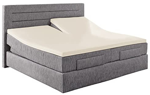 Beddress - Spannbettlaken für Splitt-Topper, Splitt-Matratzen, 180-200 x 200-220 cm, 95% gekämmte Baumwolle & 5% Elastan, Oeko-Tex, Ecru Beige