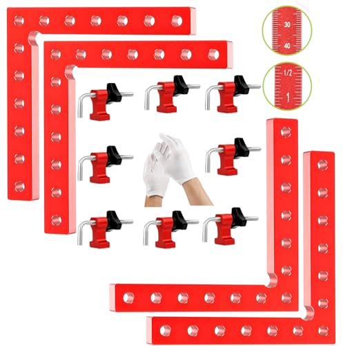 90 Grad Positionierwinkel - Positionierwinkel Klemme aus Aluminiumlegierung(14 cm/5,5 Zoll),90 Grad Winkel Klemme,L-Type Eckklemme für Holzbearbeitung Boxen Bilderrahmen Regalschränke(4 Stück)
