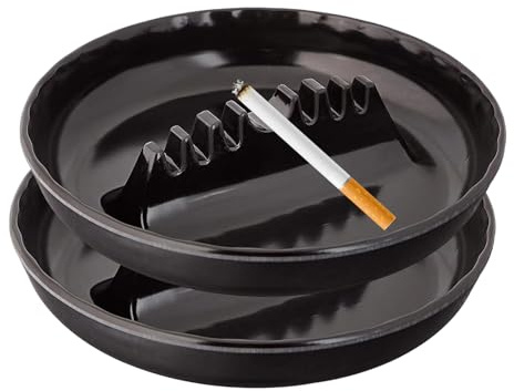 Cenicero para cigarrillos, ceniceros para cigarrillos al aire libre, paquete de 2 ceniceros de patio de tamaño grande de 7 pulgadas, cenicero para el hogar, ceniceros de mesa sin humo, cubo de basura