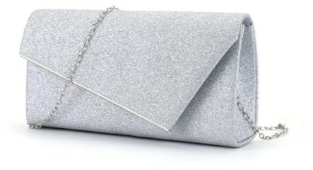 TOFBS Damen Clutch Kettentasche Elegant Umschlagtasche Tasche Abendtasche Crossbody Klein Handtasche Für Hochzeit Party Bankett Feiertage Brauttasche Silber