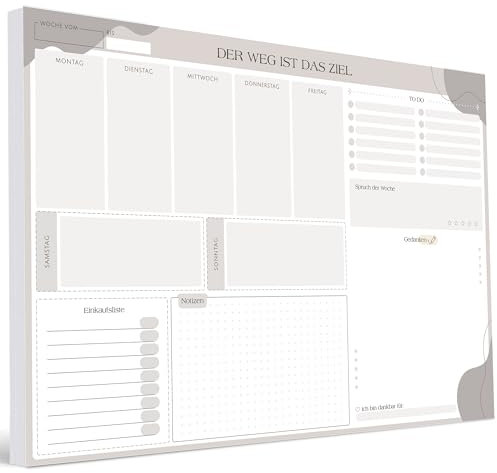 BIROYAL Schreibtischunterlage Papier A3 mit Wochenkalender - 50 Seiten Wochenplaner Block A3 - Schreibunterlage Unterlage Papier mit To Do Liste - Schreibtischunterlage Block im Homeoffice & Büro