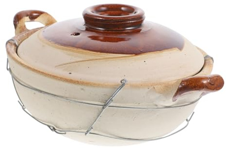 IMIKEYA Household Pottery Clay Casserole Handle Small Stewing Soup Pot for Cooking Beans Capacity and Easy to Clean Kitchenware for Home Cooking Random Style