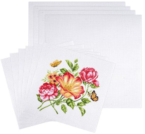 10 Stück Weiße Kreuzstich Stoff zum Sticken Baumwolle 30×30cm und 20x20 cm Stickstoff zum Sticken Stoff 11CT Steifigkeit Waschbar für DIY Basteln Handwerk Näharbeit und Kreativen Handarbeiten