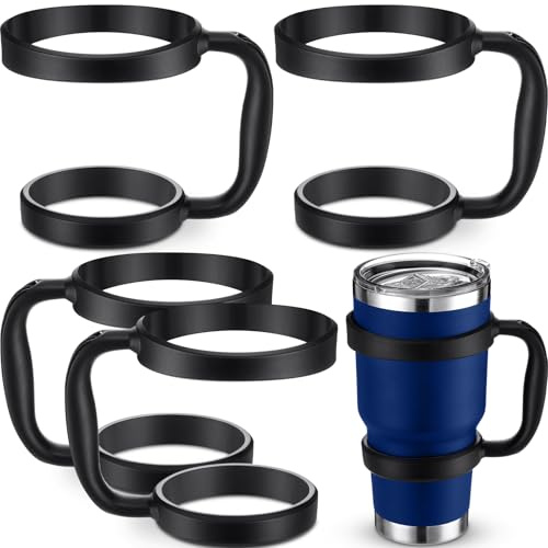 Skylety 4 Pcs Tumbler Handles for 30 oz Tumbler Holder, Anti-slip Travel Cups Holders Portable Spill Proof Mug Handle for Outdoor Indoor Home Travel Accessories, Black