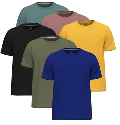 6 Pack T Shirts for Men UK 100% Cotton Tshirts | Pre-Shrunk Crew Neck Mens T Shirts Multipack