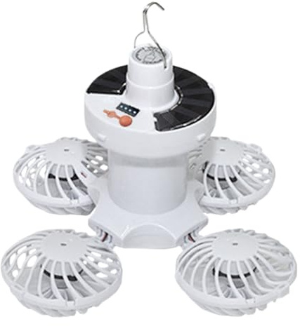 Sulxyi Ventiladores Solares Para Exteriores Terrazas | Ventilador Solar Para Pérgolas - Con Lámpara Plegable Y Gancho Para Hogar Camping Cobertizo Granja Invernadero Almacén Tienda