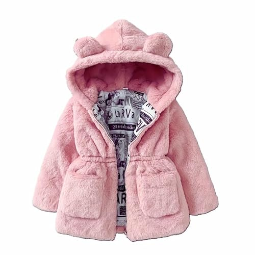 OrJana Cappotto Bambina in soffice Pelliccia Sintetica, con Cappuccio e Orecchie, Giacca Invernale Calda per Bambine
