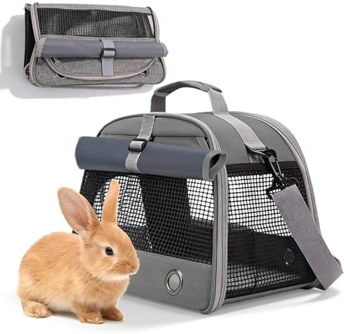 Kleine Haustier Tragetasche, 35 * 23 * 25cm Kleintier Tragetasche, Meerschweinchen Tragetasche Transportbox, Faltbare Transportbox für Hamster Igel Meerschweinchen und kleine Haustiere, Grey