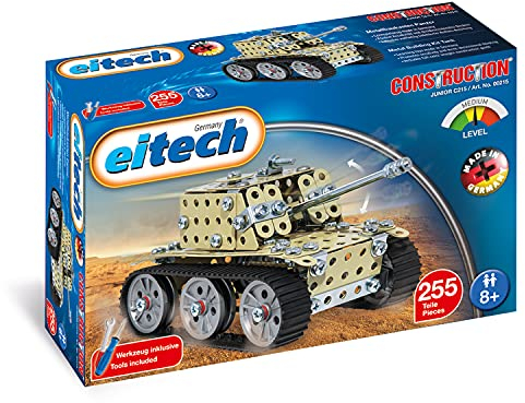 Eitech Metallbaukasten - Panzer sandgelb für Wüsteneinsatz, Spielzeug Panzer Modellbausatz für Jungen und Mädchen, Geschenk Kinder ab 8 Jahre, Motorikspielzeug, Modellbau