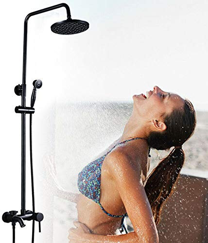 Set doccia a pioggia, rubinetto doccia con doccetta, montaggio a parete, rubinetteria per vasca da bagno