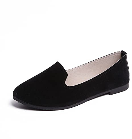 ERLINGO Women's Ballet Flats Pumps Slip On Flat Comfortable Walking Ballerina Shoes Pointed Toe Non Slip Low Heel Dolly Shoes Ladies Loafer Casual Shoe Black