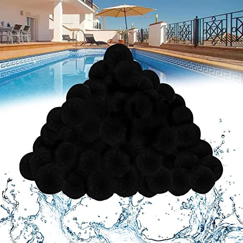YRHome Filterbollar för sandfiltersystem, 1 400 g filterbollar, kan ersätta 50 kg filtersand, lämplig för poolfilter poolfiltersystem, poolrengöringstillbehör, svart, återanvändbar (1 400 g)
