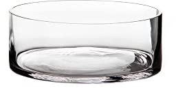 LOLAhome Jarrón Cilíndrico de Cristal Transparente Decorativo para Flores, Diseño Redondo, Ø 20x8 cm, Resistente y Elegante, para Decoración de Interiores, arreglos Florales, Centros de Mesa.