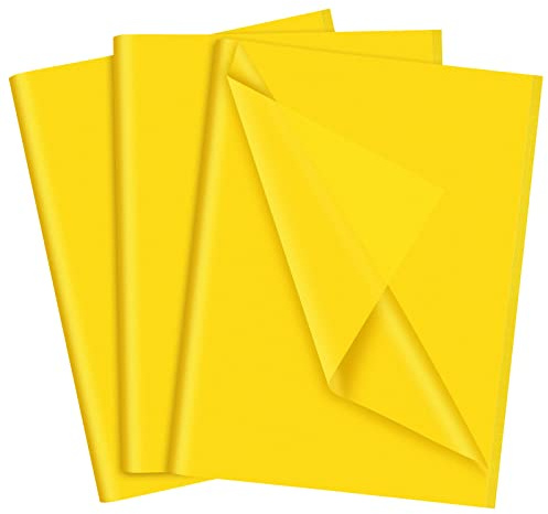 NEBURORA Papel de seda amarillo para bolsas de regalo 60 hojas 35 x 50 cm Papel de embalaje amarillo brillante para papel de regalo Relleno Manualidades Cumpleaños Boda Baby Shower Girasol Fiesta