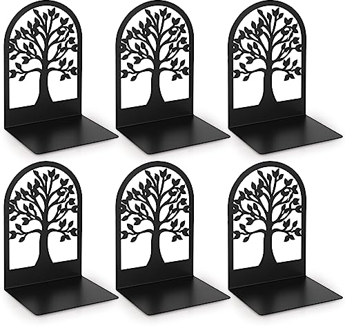Anhow 3 Paar Buchstütze, Anhow Buchstützen Metall Bücherhalter Bookends, Book Holder für Kinder/Schule/Bibliothek - Schwarz (120 x 120 x 165 mm)