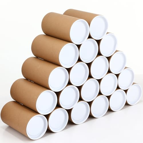 Yeaqee 20 Stück Versandrollen mit Kappen Posterhalter Tube 7,6 x 15,2 cm runde Karton-Versandtaschen für Kunstwerke, Adventskalender, Klassenzimmer, Handwerk, Versand, DIY-Projekte, Geschenke,