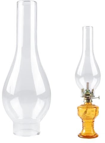 Paralume di Ricambio in Vetro per Lampada a Olio/Petrolio (Base 5 cm, Altezza 24 cm)