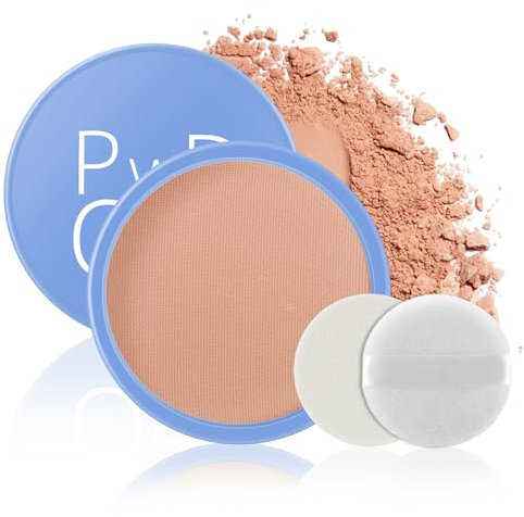 Apooliy Poudre de réglage imperméable à l'eau, poudre pressée sans pores pour le visage, légère, longue durée, poudre de maquillage anti-huile, translucide