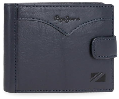 Pepe Jeans Jacket Portefeuille Horizontal avec Fermeture à clic Bleu 11 x 8,5 x 1 cm Cuir by Joumma Bags, Bleu, Talla única, Portefeuille Horizontal avec Fermeture à clic