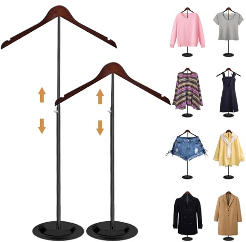 yssgtt 2 st justerbar t-shirt visningsstativ, 40 cm flexibelt axelstativ för leverantörer, bärbar vuxen t-shirt, skärm, metall klädställ för kläder kläder kappa detaljhandel