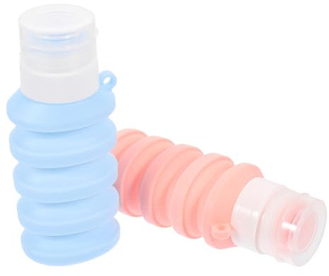SEWOART Collapsible Travel Bottles for Lotion and Soap 2pcs 90ml Refillable Leak-proof Silicone Toiletries Containers with Flip Lid for Home and Travel