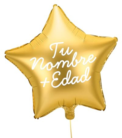 OH YEAH - Estrella Personalizada 48 Cm - Nombre y Edad PERSONALIZADO - Apto Helio - Globo Personalizado - Globo Foil Estrella Metalizado - Diseño Personalizado - ELIGE TU NOMBRE + EDAD (Oro)