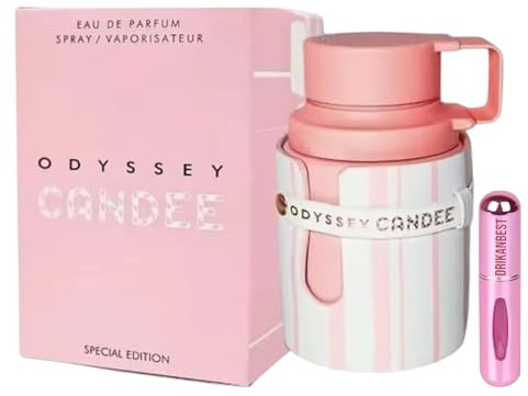 Perfume Odyssey Candee 100ml (original) Perfume Femenino de larga duración con Notas de Almendra, Jazmín y Vainilla + REGALO Atomizador Recargable Drikanbest de 5ml