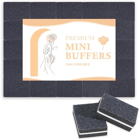 Lot de 50 mini polissoirs à ongles 100/180 Grit pour ongles en acrylique et ongles naturels, blocs à ongles professionnels pour une utilisation à la maison et en salon (noir, pièce, 50, grain 100/180)
