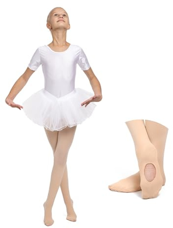 OVISSA Medias de Ballet para Niña con Agujero 60 DEN Resistentes Suaves y Elásticas para Danza y Gimnasia Nude 122-146 cm