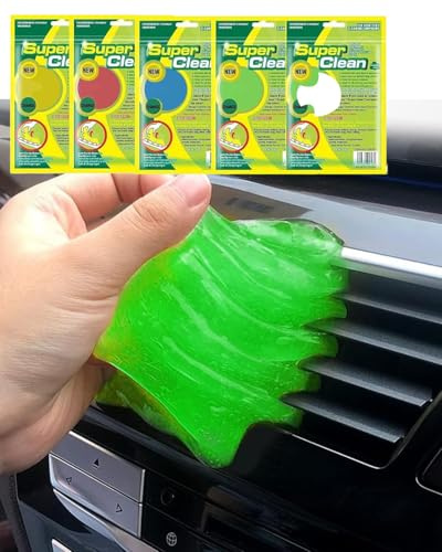 ZEXIJOW 5PCS Gel Nettoyant Réutilisable Universel pour Clavier d'Ordinateur Portable,PC,Appareils Électroniques et Grilles d'Aération Auto,Nettoyage en Profondeur,80 g de chaque couleur