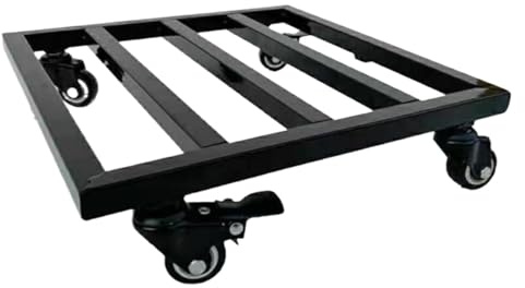 Carrito negro para plantas con ruedas, soporte cuadrado rodante de 40 cm para macetas de interior y exterior, soporte duradero para flores y carrito para macetas