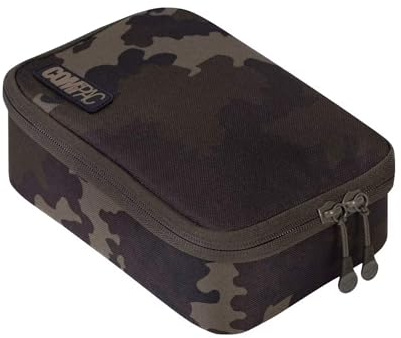 Korda – Compac 125 tackle-påse | mörk kamo – mångsidigt 600D mörkt kamo fiskeredskap, halvstyv, innerficka, dubbla blixtlås, vattentålig, kompatibel med medium kompakt ficka