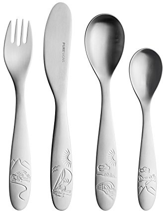 Puresigns SEVEN Trip Kinderbesteck Edelstahl Matt Silber 4-teilig