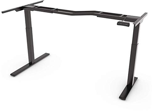 FLEXISPOT E1L L-Shaped Dual Motor Height Adjustable Electric Standing Desk Frame with Automatic Memory Smart Keypad, Anti-Collision Function (Black)