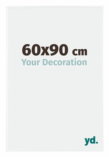 Your Decoration - Bilderrahmen 60x90 cm - Weiß Hochglanz - Bilderrahmen aus Kunststoff mit Acrylglas - Antireflex - 60x90 Rahmen - Evry