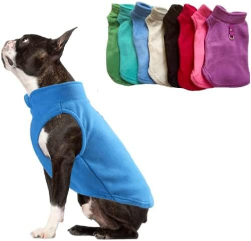 JACKO & CO - Fleece Vest Dog Sweater with Leash Ring - Soft, Warm & Lightweight Pullover Coat for Small & Medium Dogs, Puppies & Cats - Cozy Fall/Winter/Spring Pet Jacket (Blue, S 1.8-2.7kg)