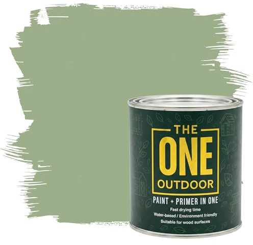 THE ONE Outdoor Paint - Sage Green, 1 Litre | Durable Exterior Paint for Wood, Metal & Masonry | Weather Resistant Finish