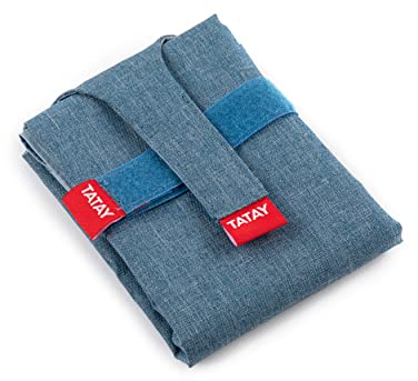 Tatay Envoltorio Bocadillo Reutilizable - Urban Food Textil Baguette | Porta Sandwich Ajustable con Cintas | Forro Interior PEVA Impermeable | Libre de BPA | 72,5x0,3x44 cm, Azul Denim