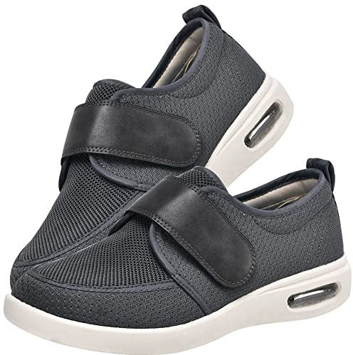 AEHO Zapatos Hombre Ancho Especial Deportivas Zapatillas Running Deporte Caminar Comodos Zapato de Salud Stretch 10 Pies Delicados Diabéticos y Posoperatorios Antibacteriano,Gris,40 EU