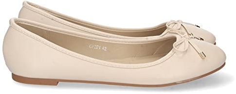 shoes&blues.es 70229-Bailarina Plana para Mujer, Comoda, Tallas Grandes, con Lazo en la Punta, Primavera Verano 2023. Talla 39 Beige