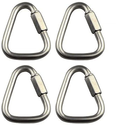 Lot de 4 chaînes à maillons triangulaires en acier inoxydable pour escalade, mousqueton d'escalade à connexion rapide, mousqueton à ressort, boucle de porte à vis