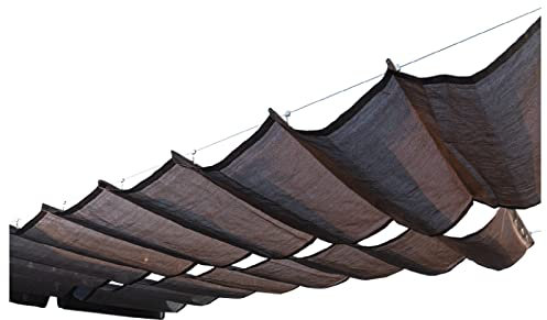 Sonnensegel, einziehbare Wellen-Schattensegel, Schieberollo mit Montagesatz, Pergola-Abdeckung, Glashaus-Überdachung, U-förmige Größe (braun 1,1 x 5 m) (braun 0,7 x 7